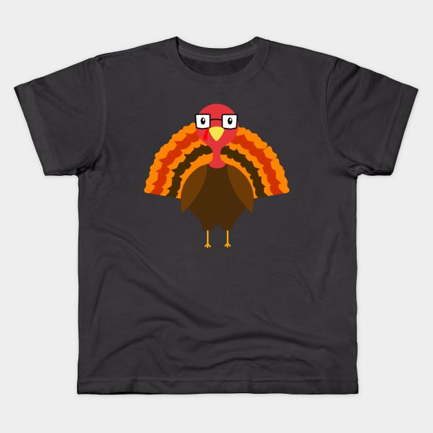 Quirky Nerdy Turkey Kids T-Shirt by GregFromThePeg